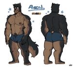  1boy abs absurdres animal_ears arm_hair ass bara beard beard_stubble black_fur blue_male_underwear body_fur boxer_briefs boxers brown_fur bulge character_name chest_hair color_guide commentary dog_boy dog_ears dog_tail english_commentary facial_hair full_body furry furry_male graysheartart hairy highres large_pectorals leg_hair looking_at_viewer male_focus male_underwear mature_male multiple_views muscular muscular_male mustache_stubble navel navel_hair nipples original pascal_(graysheartart) pectorals short_hair sideburns smile standing stomach strongman_waist stubble tail thick_eyebrows thick_thighs thighs topless_male underwear underwear_only 