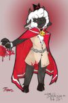 ambiguous_gender anthro bandage bell bell_collar blood blood_magic blood_on_clothing blood_splatter bodily_fluids bovid button_(fastener) caprine chain chain_belt chest_tuft cloak clothing collar crown cuff_(restraint) cult_of_the_lamb fur handcuffs hat headgear headwear hi_res hooves horizontal_pupils horn ichor lamb_(cult_of_the_lamb) mammal massive_monster_(studio) metal_cuffs neck_injury pupils ratchetsly red_crown_(cult_of_the_lamb) restraints robe sheep shirt solo topwear tuft tunic wool_(fur)