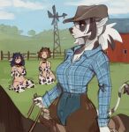 animal_humanoid animal_print animal_print_bikini anthro anthro_focus arbuzbudesh bangs barn bell bell_collar big_breasts bikini blush bottomwear bovid bovid_humanoid bovine bovine_humanoid breasts brown_hair cattle cattle_humanoid chaps clothing collar collared_shirt cow_print cow_print_bikini cowbell cowboy_hat dress_shirt equid equine farm female feral fur group hair hat hay_in_mouth headgear headwear horse humanoid mammal mammal_humanoid markings pants pasture pattern_bikini pattern_clothing pattern_swimwear riding_horse saddle shirt spots spotted_body spotted_fur swimwear tail tail_tuft topwear tuft two-piece_swimsuit