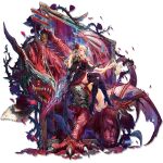  1girl arknights belt belt_pouch black_boots black_bracer black_corset black_dress black_gloves black_jacket black_skirt black_thighhighs blonde_hair boots brown_belt chain corset cropped_jacket crossed_legs dragon dragon_horns dress elbow_gloves electricity extra_eyes falling_petals floating flower framed_breasts frilled_skirt frills full_body fur-trimmed_bracer gem gloves gold_chain gold_trim health_bar high_heel_boots high_heels highres holding holding_sword holding_weapon horn_ornament horns jacket knee_boots lace-trimmed_skirt lace_trim layered_skirt leizi_(arknights) leizi_the_thunderbringer_(arknights) leizi_the_thunderbringer_(the_bloodwing_rose)_(arknights) long_hair looking_at_viewer looking_down non-web_source official_alternate_costume official_art open_clothes open_jacket petals picture_frame pointy_ears pouch purple_eyes red_dress red_flower red_gem red_petals red_rose red_skirt rose rose_petals ryuuzaki_ichi sharp_teeth sidelocks sitting sitting_on_animal skirt solo striped_clothes striped_dress sword tachi-e teeth thighhighs thorns tongue transparent_background twintails vertical-striped_clothes vertical-striped_dress weapon wide_sleeves zettai_ryouiki 