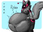 2026 anatoly_genghis_khan antennae_(anatomy) anthro belly big_belly colored digital_drawing_(artwork) digital_media_(artwork) fur grey_body grey_fur hand_on_belly hand_on_own_belly huge_belly hyper hyper_belly machine male male_anthro male_pred mouth_closed protogen safe_vore same_size_vore shaded simple_background solo tail tongue tongue_out vore