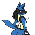  anthro big_butt butt hi_res looking_at_viewer lucario male nintendo pok&eacute;mon pok&eacute;mon_(species) simple_background solo unknown_artist video_games vincikkkk white_background 