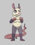 american_opossum anthro bangs big_arms big_hands big_tail breasts broken_ear broken_tail claws female finger_claws fluffy front_view fur mammal marsupial neck_tuft pink_nose plantigrade purple_eyes solo standing tail thedeerzone tuft virginia_opossum white_body white_fur