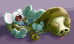  closed_eyes closed_mouth commentary english_commentary forked_tongue highres maushold maushold_(family_of_four) mouse_(animal) no_humans nostrils open_mouth pokemon pokemon_(creature) pokemon_focus purple_ba silicobra sleeping snake swainathan tongue tongue_out tooth 