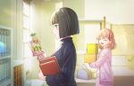  2girls ^_^ black_hair black_sweater blunt_bangs blunt_ends bob_cut book bookshelf box cardigan closed_eyes crossed_bangs game_cg green_eyes hair_ornament highres hinoshita_futaba hinoshita_kaho hinoshita_kaho_(winter_loungewear) hinoshita_minori holding holding_book holding_box holding_picture_frame indoors link!_like!_love_live! long_sleeves love_live! medium_hair momose_ginko momose_ginko_(winter_loungewear) multiple_girls non-web_source official_art open_cardigan open_clothes open_mouth orange_hair picture_frame pink_cardigan pleated_skirt profile rabbit_hair_ornament ribbed_sweater self-datamine short_hair skirt smile sweater turtleneck turtleneck_sweater two_side_up upper_body virtual_youtuber white_skirt white_sweater window 