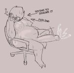 2026 alphys anthro belly big_belly bodily_fluids breasts chair digital_drawing_(artwork) digital_media_(artwork) dinosaur drooling english_description erect_nipples erection flustered furniture genital_fluids gynomorph hhbrother hi_res intersex leaking_precum navel nipples office_chair on_chair overweight overweight_anthro overweight_gynomorph overweight_intersex precum precum_squirt prehistoric_species reptile saliva scalie sitting sitting_on_chair solo sweat sweaty_belly sweaty_body sweaty_face sweaty_legs sweaty_thighs undertale_(series)