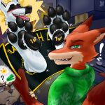 4_toes anthro black_nose black_pawpads blush brown_eyes brush brushing_feet canid canine canis cheek_tuft claws clothing death_(puss_in_boots) disney dreamworks eyebrows eyes_closed facial_tuft feet fennec_fox finger_claws finnick_(zootopia) foot_fetish foot_focus fox fur fur_tuft green_clothing green_eyes green_shirt green_topwear group hi_res looking_at_viewer looking_back looking_back_at_viewer male mammal misterfuchs mouth_closed multicolored_body multicolored_fur nick_wilde open_mouth open_smile orange_body orange_fur pawpads paws pink_tongue puss_in_boots_(franchise) shirt smile snaggle_tooth tail tan_body tan_fur teeth thought_bubble tickle_fetish tickle_torture tickling tickling_feet toe_claws toes tongue topwear trio true_fox tuft white_body white_fur white_sclera wolf zootopia