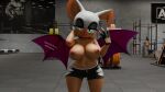 3d_(artwork) anthro bat bedroom_eyes big_breasts breasts cellphone choker clothed clothing digital_media_(artwork) electronics female floral_print hi_res jewelry mammal narrowed_eyes navel necklace nipples phone rixsune rouge_the_bat seductive sega selfie solo sonic_riders sonic_the_hedgehog_(series) sportswear tongue tongue_out topless wide_hips wings