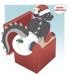 ageplay anthro armwear christmas christmas_clothing christmas_headwear clothed clothing diaper dragon english_text gradient_background grey_body grey_tail grey_wings hardscales hat headgear headwear hi_res holidays horn infantilism legwear looking_at_viewer male male_anthro membrane_(anatomy) membranous_wings mythological_creature mythological_scalie mythology narrowed_eyes open_mouth red_armwear red_clothing red_legwear roleplay santa_hat scalie simple_background solo speech_bubble tail teeth text wearing_diaper white_diaper wings