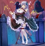  1girl 3boys apron bdsm behind_another black_dress black_ribbon blush bondage bound breasts bug butterfly butterfly_hair_ornament cleavage colored_eyelashes commentary_request detached_sleeves dress echidna_(re:zero) frilled_sleeves frills grabbing_from_behind green_butterfly hair_between_eyes hair_ornament hetero highres imminent_breast_grab large_breasts long_hair long_sleeves maid monikano multiple_boys official_alternate_costume open_mouth predicament_bondage pussy_juice re:zero_kara_hajimeru_isekai_seikatsu restrained ribbon ribbon-trimmed_clothes ribbon_trim rope_walking roswaal_mansion_maid_uniform saliva sex_machine sex_toy smile sweat thighhighs underbust waist_apron white_hair 