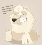 2026 4_fingers annoyed anthro barely_visible_genitalia barely_visible_vulva bluey_(series) canid canine canis chow_chow dialogue digital_media_(artwork) domestic_dog female fingers genitals hair hi_res lexusart616 looking_at_viewer mammal solo spitz vulva wendy_(bluey) yoga