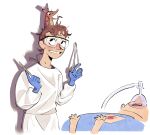  absurd_res alternate_version_at_source ambiguous_gender blood blush bodily_fluids brown_body brown_fur brown_hair clenched_teeth clothed clothing coat dennis_whitaker disney doctor doctor's_coat duo eyewear feral fur glasses gloves group hair handwear hi_res human lab_coat male mammal mask medical_gloves medical_instrument mouse_ears murid murine nude open_mouth oxygen_mask painperdues pixar protective_eyewear puppeteer rat ratatouille rodent scalpel scientific_instrument size_difference surgical_instrument surgical_operation sweat teeth the_pitt_(series) topwear trio unconscious 