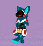 2025 4_fingers 4_toes ambiguous_gender anthro black_claws black_finger_claws blue_body blue_ear blue_fur blue_inner_ear blue_tail bodily_fluids buddycollie claws clean_diaper clothed clothing diaper drooling english_text exclamation_point feet finger_claws fingers full-length_portrait fur heinrich_(owlloverhoot) hi_res lying machine on_back open_mouth open_smile portrait protogen protogen_visor saliva simple_background smile solo tail text text_on_diaper three-quarter_view toes wearing_diaper white_body