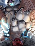 4_toes anthro aquatic breasts city_destruction claws cutieking_thotlord destruction feet female fish hi_res macro pawpads paws shark soles solo toe_claws toes trampling wrinkled_feet wrinkles