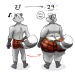 2026 anthro big_butt big_tail blush bodily_fluids butt butt_focus clothed clothing ear_piercing ear_ring embarrassed fat_rolls frown fur grey_body grey_fur heart_on_butt heart_symbol hi_res male mammal markings monotone_background overweight overweight_anthro overweight_male piercing procyonid raccoon rear_view ring_piercing simple_background slim solo striped_markings striped_tail stripes sweat sweatdrop tail tail_markings thick_thighs torn_clothing underwear underwear_only weight_gain white_background wwwonderpuff zeke_(wonderpuff)