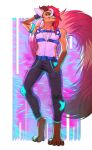  absurd_res anthro belt bottomwear clothing denim denim_clothing fur hi_res horn hybrid jeans male pants pinup pose sketch solo stronkfurry 