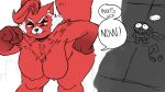  2022 ailurid anthro anthro_focus big_breasts breasts chest_tuft clothing colored_sketch dialogue discarded_clothing disney duo english_text female female_focus fur half-closed_eyes hi_res human macro mammal ming_(turning_red) narrowed_eyes nipples nude pixar red_body red_fur red_panda seanmalikdesigns sketch solo_focus text tuft turning_red 