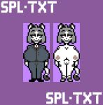 anthro areola big_breasts breasts clothed clothing digital_media_(artwork) felid feline female fur grey_hair hair huge_breasts hyper hyper_breasts lagomorph leopardus leporid low_res mammal markings mature_anthro mature_female nipples nude ocelot pixel_(artwork) priscilla_(kilinah) simple_background smile solo splashtext spots tail text white_body white_fur