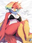  anthro avian baburusushi beak bird breasts butt clothed clothing feathers female fur hi_res looking_at_viewer solo 