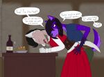 2026 absurd_res anthro arm_scar bedroom_eyes bent_over bent_over_furniture big_breasts blurred_background bottomwear bread breasts breath burn_scar canid canine canis clothed clothing container corset cup dialogue digital_drawing_(artwork) digital_media_(artwork) dirty_talk dreadlocks dress drinking_glass dry_humping duo ear_piercing ear_ring english_text eye_scar eyeshadow facial_piercing facial_scar fangs fantasy female female/female food frilly frilly_clothing fully_clothed glass glass_container glass_cup gums hair hair_over_eye hand_scar hi_res hip_grab inside interior_background larger_sub lingerie lip_piercing lipstick looking_pleasured luna_oliver makeup mammal mohawk motion_lines narrowed_eyes notched_ear open_mouth open_smile panting pants piercing plate ring_piercing scar seductive shandi_opalla sharess'_chosen shirt side_view signature size_difference smile smirk snakebite_piercing speech_bubble submissive tail tail_motion tailwag teasing teeth text tongue tongue_out topwear torogao verbal_domination whimper wine_bottle wine_glass wolf