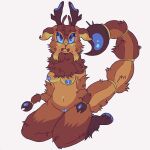 1:1 alien ambiguous_species antennae_(anatomy) anthro arachnid arthropod breasts chest_tuft ears_down eyeshadow female genitals hi_res horn insect makeup nipples pincers pinup pivoted_ears pose scorpion scorpion_tail theredlace thick_thighs tuft vulva wide_hips