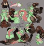 amphibian anthro anus aquatic ass_up axolotl axolotl_tail bertha_(spicymustelid) bite bodily_fluids brat_taming breasts brown_body butt chest_tuft dialogue dominant dominant_female drooling duo female female/female fingering genital_fluids genitals green_body guide_lines gulonine hair hi_res jellybean_(glennand) long_hair long_tongue making_out mammal messy_linework mole_salamander multicolored_body multiple_scenes mustelid musteline neck_bite nipple_fetish nipple_play nude paddle_tail paws pressing_against salamander saliva sex sketch sketch_page smile smirk spicymustelid standing straddling tongue tuft vaginal vaginal_fingering vaginal_fluids vulva wolverine