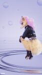 3d_(artwork) anthro blender3d blender_(software) canid canine canis claws clothed clothing detailed_background digital_media_(artwork) female fox fur hair hi_res impreza mammal multicolored_body multicolored_fur outside pink_hair simple_background solo tan_body tan_fur tridognait water 