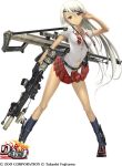  collared_shirt commentary_request dark_skin dress_shoes emblem eyepatch gun heterochromia jewelry kawanakajima long_hair miniskirt necklace necktie pleated_skirt rick_g_earth rickg rifle school_uniform shirt skirt socks undone_necktie weapon yoko(rick_g_earth) 
