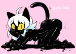  animal_ears ass black_cat black_slime breasts cat cat_ears cat_girl cat_tail colored_sclera looking_at_viewer monster_girl nenekoko_(rariatto) nipples non-web_source nude original rariatto_(ganguri) slime_girl slit_pupils tail white_hair yellow_sclera 