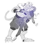 anthro bandai_namco bluesugar1062 blush dancing digimon digimon_(species) digimon_beatbreak duo hi_res human human_on_anthro interspecies kyo_sawashiro male male/male mammal murasamemon muscular muscular_anthro muscular_male