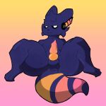 absurd_res animal_genitalia antennae_(anatomy) anthro anus bedroom_eyes big_butt big_penis butt genitals hi_res inschaal looking_at_viewer male multicolored_penis multicolored_tail narrowed_eyes paws penis presenting presenting_anus presenting_penis rain_world seductive sheath sitting slugcat solo spread_legs spreading sunny_(slugcat) tail thick_thighs videocult