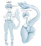  anthro anus_outline blackholedog1 butt camel_toe clothing dinosaur female genital_outline goodbye_volcano_high hi_res looking_at_viewer looking_back presenting presenting_hindquarters pussy_outline reptile sage_(gvh) scalie solo tight_clothing video_games 