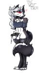 2025 absurd_res anthro arm_tuft balls black_nose bodily_fluids bottomless breasts canid canid_demon canine clothed clothing collar cum cum_drip demon digital_drawing_(artwork) digital_media_(artwork) dripping eye_through_hair eyelashes facial_tuft foot_tuft foreskin fur genital_fluids genitals glowing glowing_eyes grey_body grey_fur grey_hair grey_tail gynomorph hair hellaverse hellhound helluva_boss hi_res hip_tuft intersex leggings legwear loona_(helluva_boss) mammal multicolored_body multicolored_fur mythological_canine mythological_creature mythology penis pointy_ears red_sclera shirt shoulder_tuft simple_background solo spiked_collar spikes standing sweat tail thewolfever thick_thighs topwear translucent translucent_hair tuft vein veiny_penis white_background white_body white_fur wide_hips