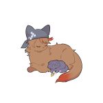  animal animal_focus animal_with_hair animalization baby_animal bandana black_bandana brown_hair cat closed_eyes commentary_request dog genshin_impact highres nasuka_gee niwa_(genshin_impact) no_humans puppy purple_hair scaramouche_(genshin_impact) scaramouche_(kabukimono)_(genshin_impact) simple_background white_background 