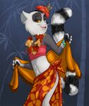 2011 anthro biped bracelet brown_eyes clothed clothing colored crossdressing detailed_background dreamworks femboy fingers flower_necklace flower_on_head front_view fur grey_body grey_fur half-closed_eyes hawaiian humanoid_hands jewelry king_julien lemur long_tail looking_at_viewer madagascar_(series) male mammal markings midriff narrowed_eyes navel navel_piercing open_mouth open_smile piercing portrait pose primate ring-tailed_lemur seductive shaded signature smile solo strepsirrhine striped_markings stripes tail three-quarter_portrait towel towel_around_waist tropical tsuyagami white_body white_fur yellow_sclera