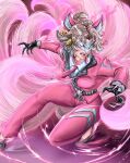  1girl animal_ears bodysuit breasts eye_mask fox_ears fox_girl fox_tail gloves hair_ornament highres long_hair marvel marvel_rivals mask nungmeenui open_mouth solo suit tail white_fox_(marvel) white_hair 