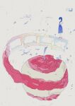  1girl absurdres apple braid check_commentary commentary_request dress film_strip food fruit hato_(n_hat_mu) highres limited_palette original pinafore_dress sleeveless sleeveless_dress surreal what 