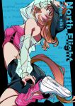  1girl absurdres akaya_shiki animal_ears bare_shoulders black_shorts breasts brown_hair bucket_hat commentary crop_top hair_between_eyes hat highres horse_ears horse_girl horse_tail jacket medium_hair midriff north_flight_(boc'z_we\n)_(umamusume) north_flight_(umamusume) official_alternate_costume open_mouth pink_tube_top see-through_clothes see-through_jacket see-through_sleeves shoes shorts smile solo strapless tail tube_top umamusume white_shoes 