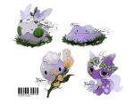 4others alternate_design artist_logo artist_name barcode black_eyes blob bug butterfly closed_eyes closed_mouth clover colored_skin commentary ditto drifloon expressionless flower full_body goomy grass li04r logo multiple_others muted_color no_humans pokemon pokemon_(creature) pokemon_focus purple_skin solid_circle_eyes solid_oval_eyes tongue tongue_out toxel tulip twitter_username untranslatable_commentary very_big_eyes watermark white_butterfly white_flower yellow_flower yellow_tulip 