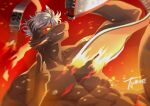  absurd_res anthro asian_clothing athletic athletic_anthro athletic_male brown_body brown_fur canid canine canis chuurow clothed clothing domestic_dog east_asian_clothing fire fundoshi fundoshi_only fur hair hi_res japanese_clothing lifewonders looking_at_viewer male mammal navel red_eyes solo tadatomo_(tas) tokyo_afterschool_summoners topless underwear underwear_only white_hair 