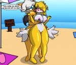  2_tails absurd_res anthro areola ashley432 bat_wings beach big_breasts blush breast_grab breast_play breast_squish breasts breasts_frottage canid canine chiropteran crossgender digital_media_(artwork) duo female female/female fox fur genitals hair hand_on_breast hi_res mammal membrane_(anatomy) membranous_wings miles_prower multi_tail nipples nude nude_beach onomatopoeia open_mouth pussy rouge_the_bat seaside sega simple_background smile sonic_the_hedgehog_(series) sound_effects squish tan_body teasing text thick_thighs video_games white_body white_fur wings yellow_body yellow_fur 