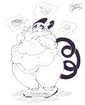 2026 3_toes anthro belly big_belly black_and_white blush blush_lines bodily_fluids bottom_heavy breasts cupcake curled_tail dessert dipstick_ears ear_markings english_text eyelashes feet female female_anthro food generation_4_pokemon half-closed_eyes hand_on_chest huge_belly huge_hips huge_thighs ice_cream long_tail looking_down monochrome motion_lines multicolored_ears mysticwaffle032 narrowed_eyes neck_tuft nintendo overweight overweight_anthro overweight_female paws pokemon pokemon_(species) portrait purugly signature simple_background small_breasts solo sweat sweatdrop tail text thick_thighs tiramisu_(food) toes tuft weighing_scale weight_conscious whiskers white_background wide_hips