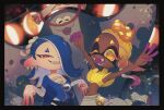 2023 animal_humanoid aquatic aquatic_humanoid big_man_(splatoon) biped blonde_hair blurred_background bottomwear breasts celebration cephalopod cephalopod_humanoid chest_wraps clothed clothing crop_top cross_pupils dark_body dark_skin deep_cut_(splatoon) digital_drawing_(artwork) digital_media_(artwork) ear_piercing facial_markings fangs feet female feral fish flat_chested footwear frye_(splatoon) grin group group_shot hair hair_over_eye happy hat head_markings headgear headwear hi_res humanoid humanoid_pointy_ears inkling lamp lantern light_body light_skin looking_at_viewer male manta_ray markings mask_(marking) midriff mollusk mollusk_humanoid navel night nintendo on_one_leg one_eye_closed open_mouth open_smile oversized_clothing oversized_shirt oversized_topwear pants paper_lantern piercing pointy_ears pokunchan portrait pseudo_hair raised_arms ray_(fish) red_eyes shirt shiver_(splatoon) small_breasts smile splatoon squid_humanoid standing teeth tentacle_hair tentacles topwear translucent translucent_clothing translucent_shirt translucent_topwear trio wink winking_at_viewer wraps yellow_eyes