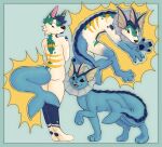  anthro eeveelution fur generation_1_pokemon hi_res hybrid katsergay male multicolored_body multicolored_fur nintendo pokemon pokemon_(species) solo transformation vaporeon 
