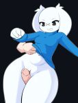 2026 4_fingers 5_fingers absurd_res anthro biped black_background black_eyebrows black_eyes blue_clothing blue_sweater blue_topwear bodily_fluids bottomless bottomless_anthro bottomless_female breasts cave_story clothed clothed_anthro clothed_female clothing clothing_lift digital_media_(artwork) disembodied_hand disembodied_penis duo erection eyebrows facial_scar female female_anthro female_focus fingers floppy_ears fur genital_fluids genitals glans glistening glistening_eyes hi_res humanoid_genitalia humanoid_penis ibukyu lagomorph lop_ears male male/female mammal mimiga navel penis pink_glans pink_penis scar sex simple_background smile solo_focus sue_sakamoto sweater sweater_lift sweater_only teeth thigh_sex topwear topwear_only vulva white_body white_fur x_scar