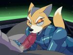 animated anthro better_version_at_source bodily_fluids canid canine canis clothed clothing cockpit crossdressing duo eyes_closing fellatio femboy fox fox_mccloud genitals green_eyes hotdognsfw makeup male male/male mammal metroid nintendo oral penile penis saliva sex space spacecraft spaceship_interior star_fox submissive submissive_male tail tail_motion tailwag vehicle vein veiny_penis wolf wolf_o'donnell zero_suit