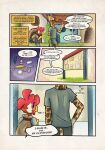  anthro avian bird chicken clothed clothing comic dialogue digital_media_(artwork) dungeons_and_dragons duo fantasy galliform giraffe giraffid hasbro hi_res male male/male mammal phasianid simple_background text wizards_of_the_coast zaryuzu_73 