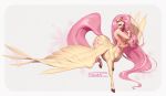 absurd_res blush breasts covering covering_breasts covering_self digital_media_(artwork) embarrassed equid equid_taur equine feathered_wings feathers female fluttershy_(mlp) friendship_is_magic fur hair hasbro hi_res holding_hair hooves long_hair looking_at_viewer mammal mammal_taur my_little_pony mythological_creature mythological_equine mythology navel nude open_mouth pegasus pegasus_taur pink_hair simple_background solo tail taur toast-arts touching_hair wings
