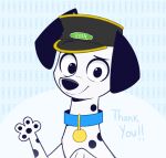 101_dalmatian_street 101_dalmatians black_body black_clothing black_ears black_fur black_hat black_headwear black_nose black_pawpads black_spots blue_collar canid canine canis clothing collar collar_tag dalmatian disney domestic_dog feral floppy_ears fur gold_(metal) gold_collar_tag hat headgear headwear hi_res higglytownhero male mammal markings pawpads ryan_(steampup2020) solo spots spotted_body spotted_fur white_body white_fur