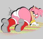absurd_res accessory amy_rose anthro big_butt blush boots bracelet butt camel_toe clothing dress eulipotyphlan eyeshadow female footwear fur gloves green_eyes hair_accessory hairband handwear hedgehog hi_res jewelry looking_back makeup mammal needarefill77 panties pink_body pink_fur pouting sega shoes solo sonic_the_hedgehog_(series) underwear
